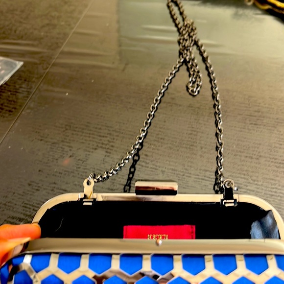 New Royal blue & gunmetal evening bag. - Picture 4 of 4